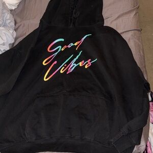 Fashion Nova Black Hoodie with Multicolor Print